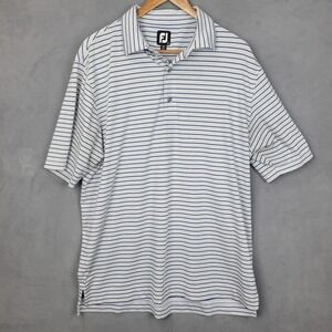 FootJoy Polo Shirt Men Large Multicolor Striped Stretch High Low Hem Golf Tennis